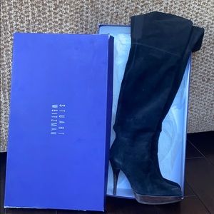Stuart Weitzman Hiho Black Suede Boots